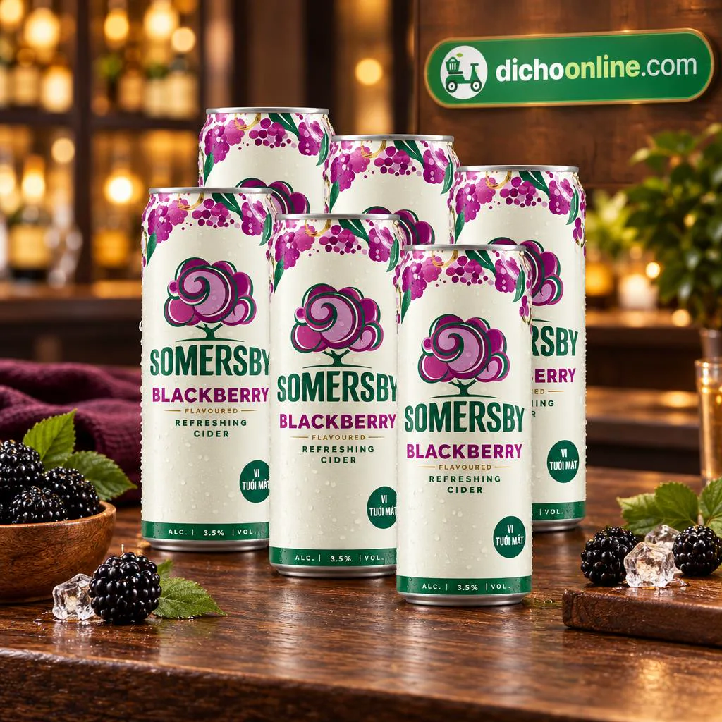 Nước táo lên men Somersby Blackberry vị mâm xôi lốc 6 lon 320ml